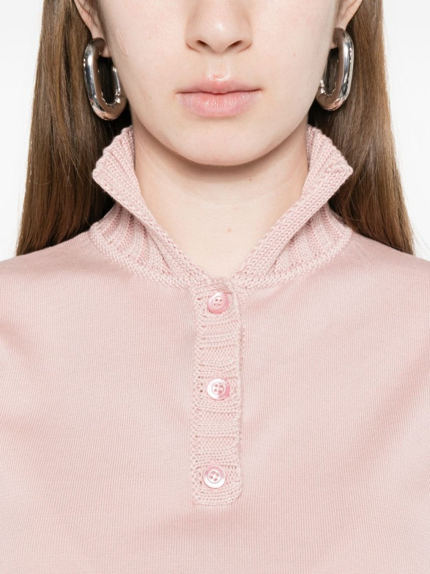 Moschino Light Pink Ribbed Side Tie Sweater
