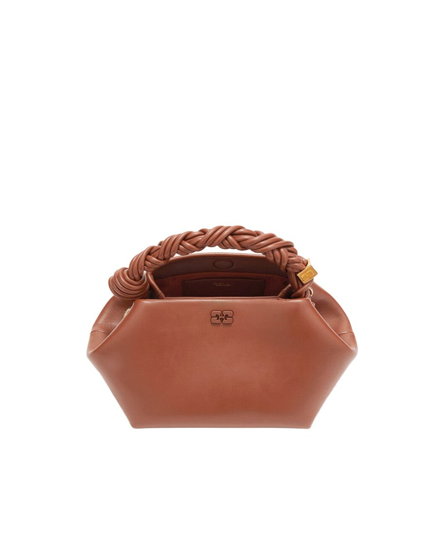 Ganni Brown Twisted Handle Butterfly Shoulder Bag