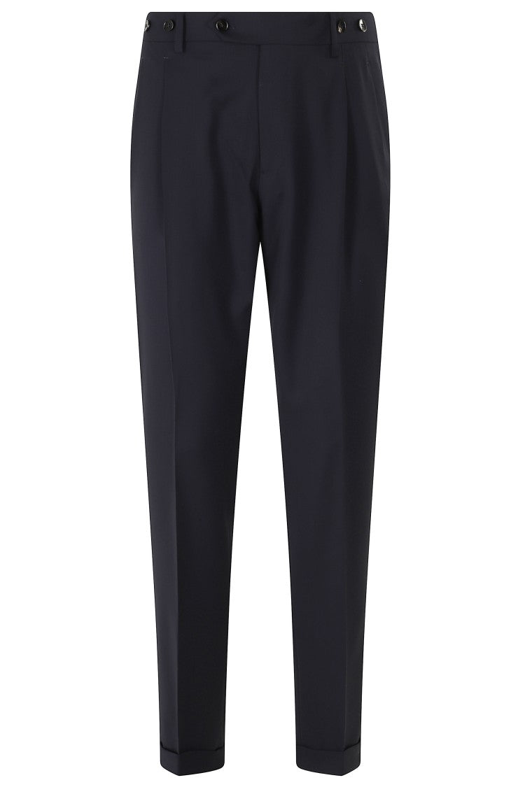 Berwich Barber Tailored Pleated Cuffed Wool Straight-Leg Pants