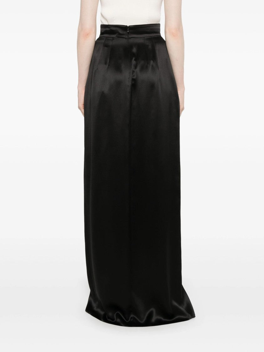 Dolce & Gabbana Maxi Skirt In Smooth Viscose With Gathered Waistband