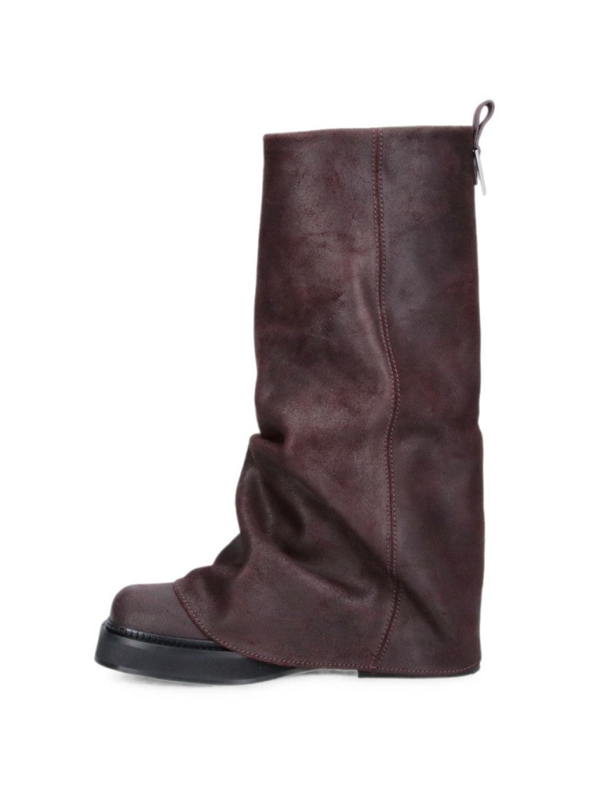 The Attico Burgundy Slouchy Calf Leather Back-Zip Boots