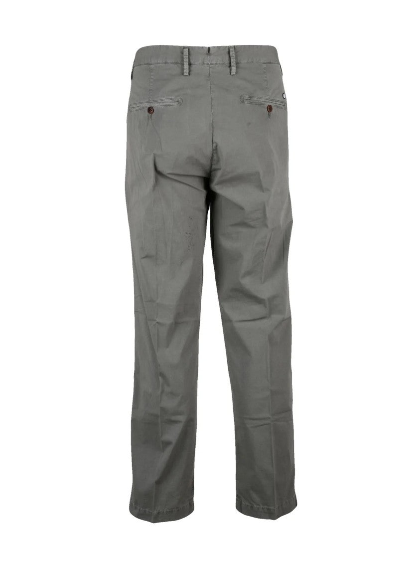 Modfitters Cotton Stretch Trousers With Mid-Rise Waist