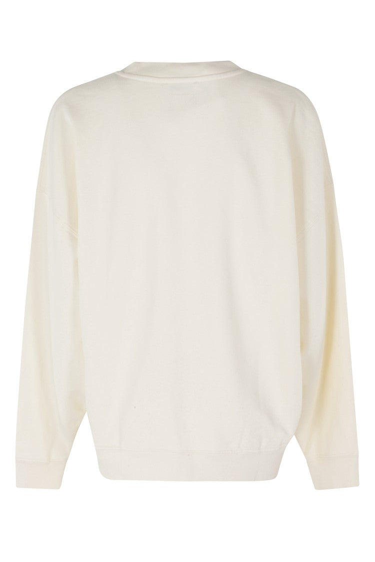 Anine Bing Cream Miles Sweatshirt Collegiate Printed Cotton Sweatshirt