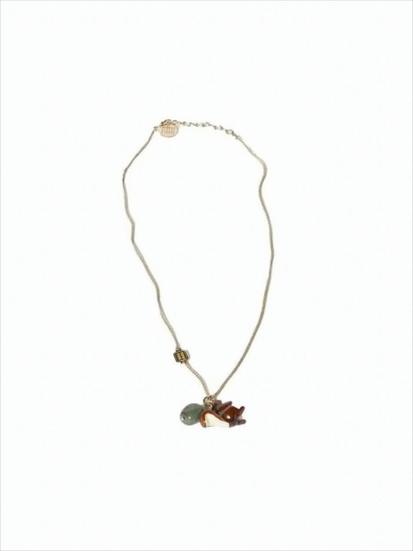 Miu Miu Delicate Yellow Brass Necklace With Squirrel Charm
