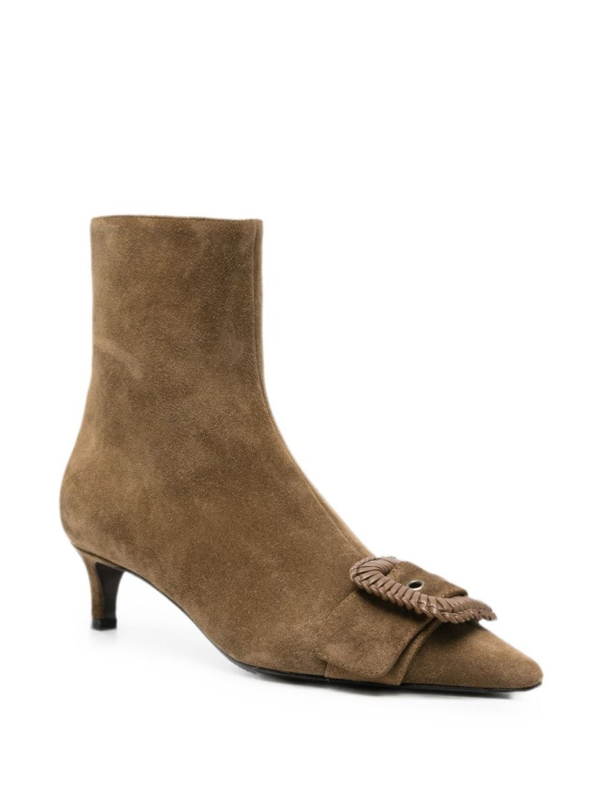Roberto Festa Suede Buckle Ankle Boots - Brown
