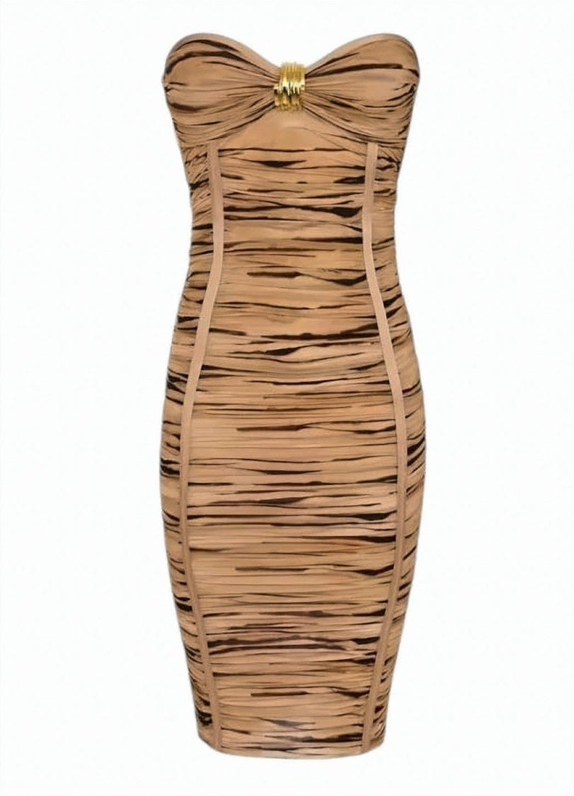 Elisabetta Franchi Animal Print Jersey Midi Skirt Dress