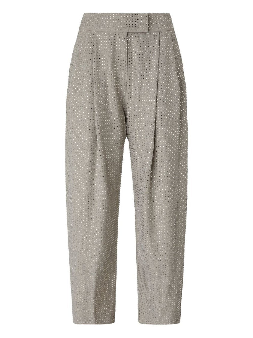 Pinko Wide-Leg Trousers With Rhinestone Embellishments