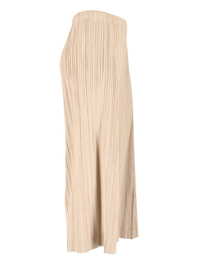 Pleats Please Wide-Leg Cropped Trousers In Finely Pleated Fabric