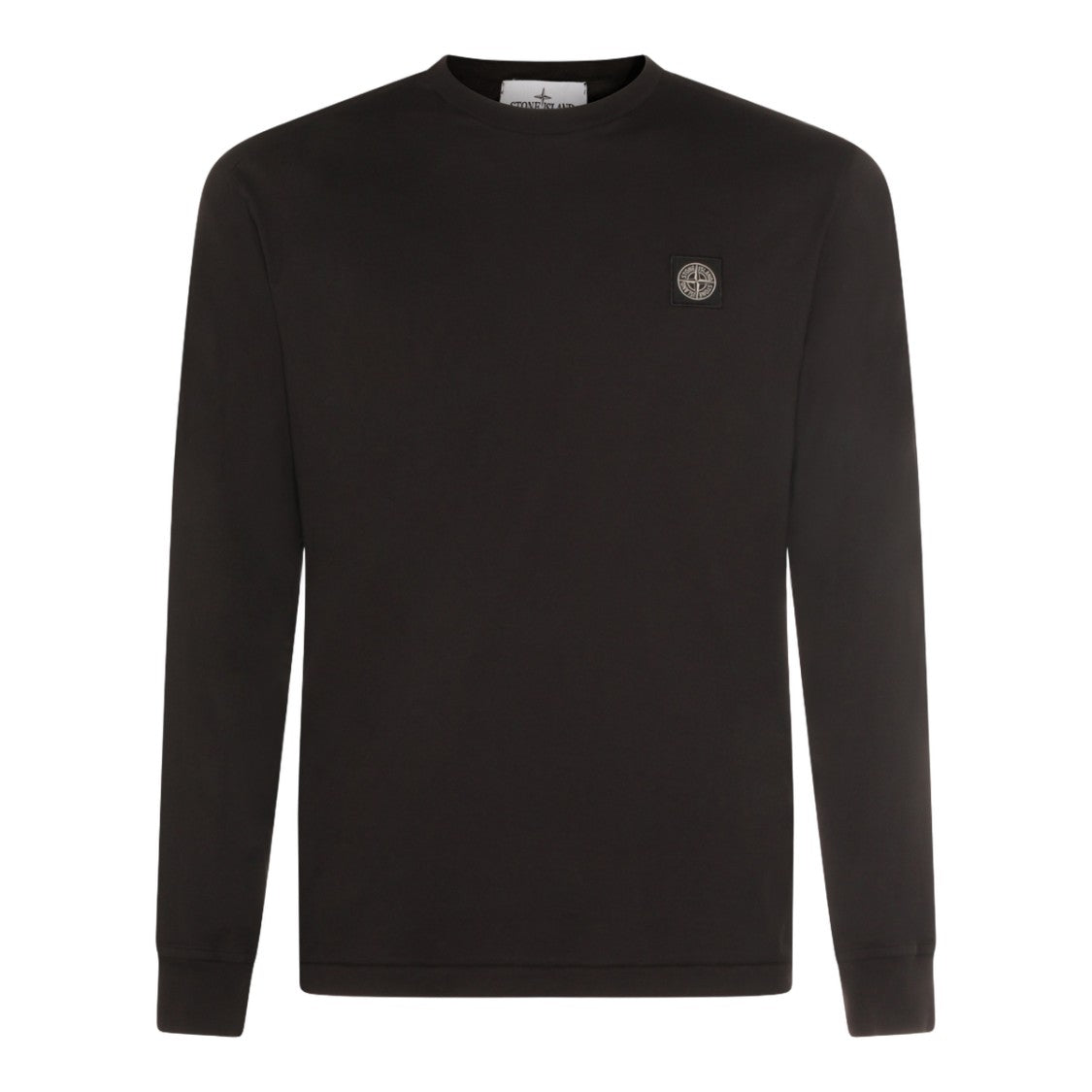 Stone Island Long-Sleeve Black T-Shirt With Subtle Emblem Patch