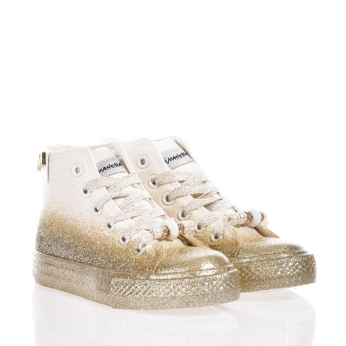 Mimanera High-Top Sneakers With Unique Gold Glitter Design