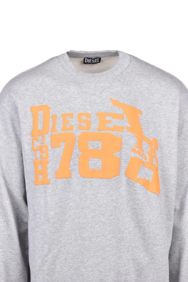 Diesel Grey/Orange Cotton Men's Crewneck Sweatshirt