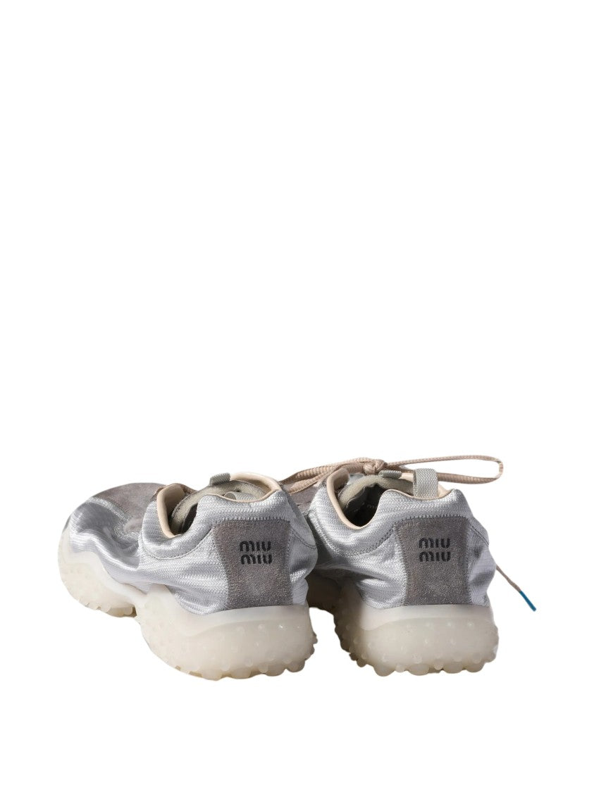 Miu Miu Translucent Beige Laces Low-Top Sneakers