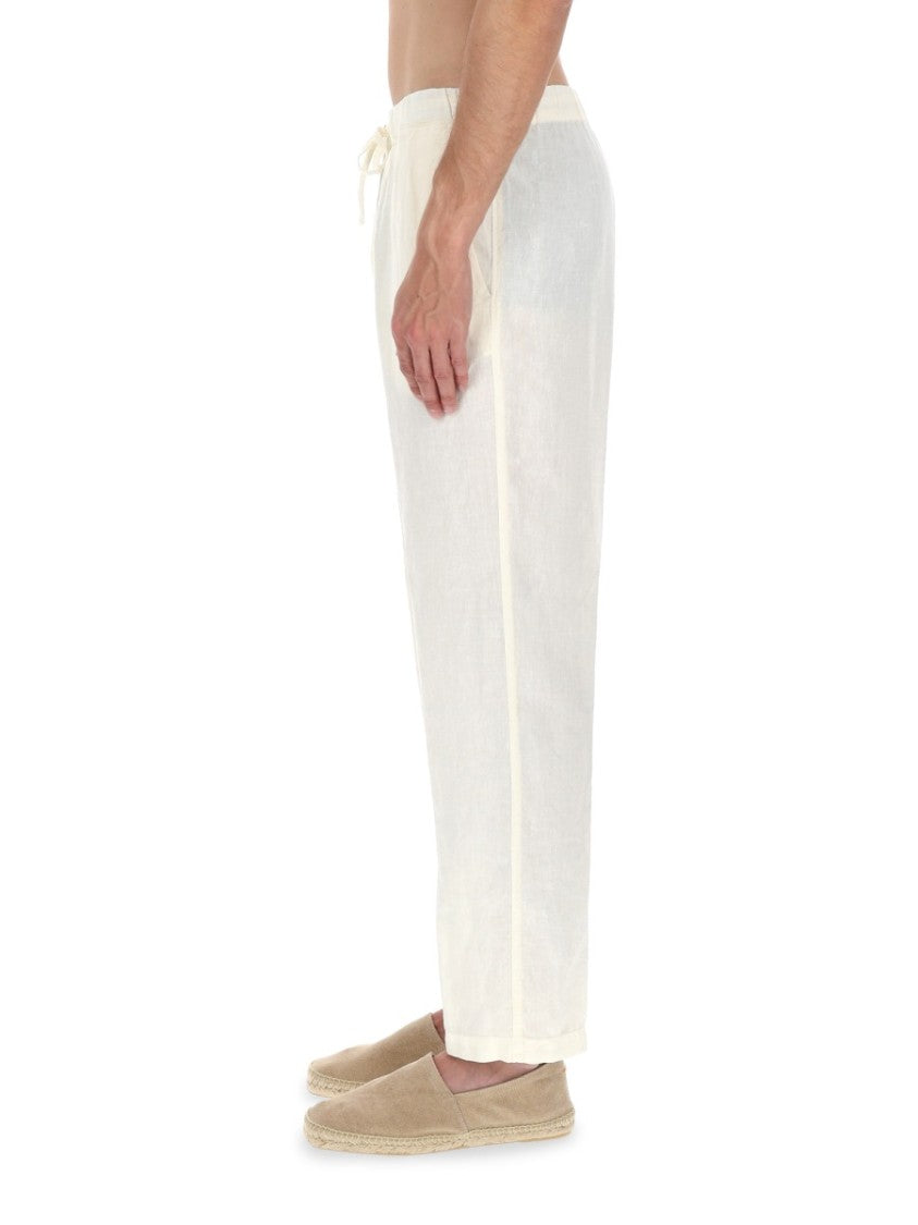120% Lino Linen Drawstring Soft Straight-Leg Pants