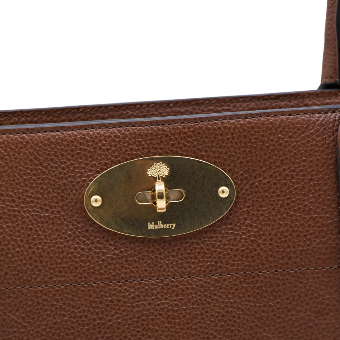 Mulberry Textured Brown Leather Bayswater Tote With Gold-Tone Hardware