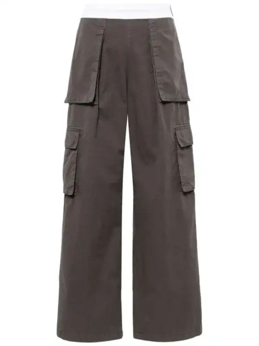 Alexander Wang Grey Wide-Leg Flap Pocket Cotton Cargo Pants