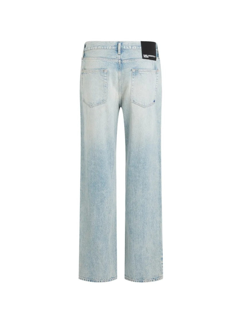 Karl Lagerfeld Light Blue Straight-Leg Jeans With Classic Five-Pocket Styling