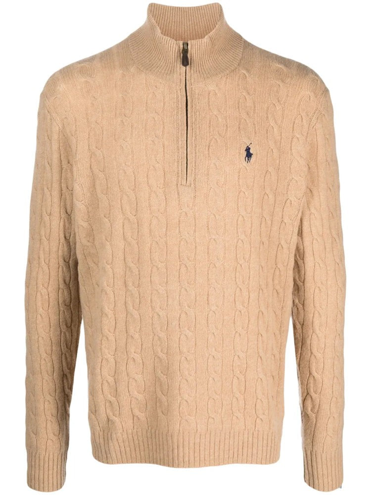 Polo Ralph Lauren Cable Knit Pullover Sweater With Half-Zip Closure