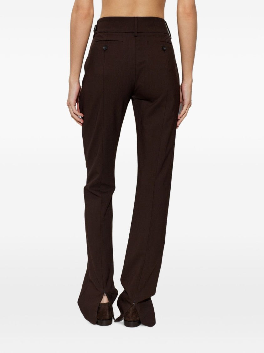 Sportmax Black Straight-Leg Belt Gold Buckle Pants