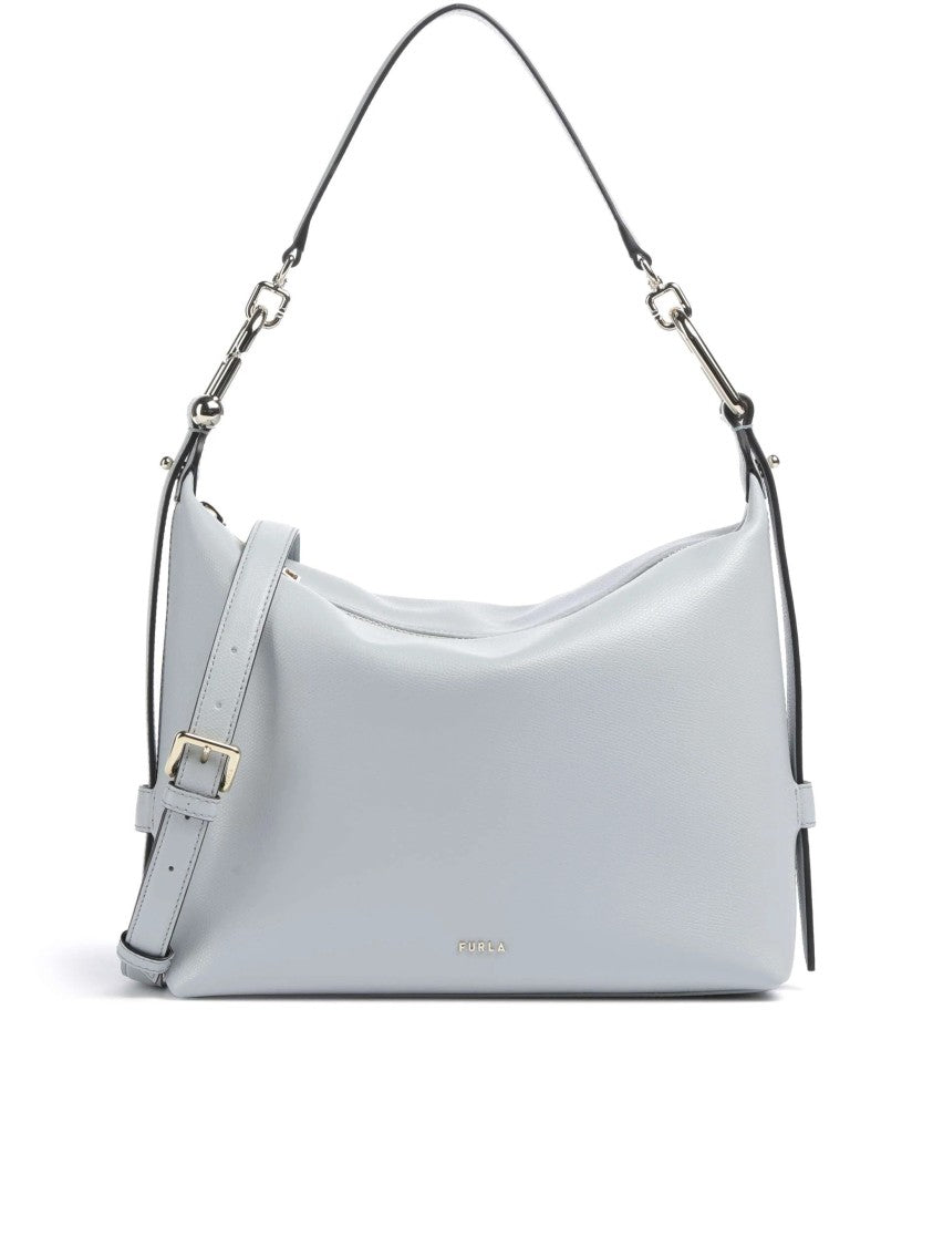 Furla Tonie M Hobo Grey Rectangular Leather Bag