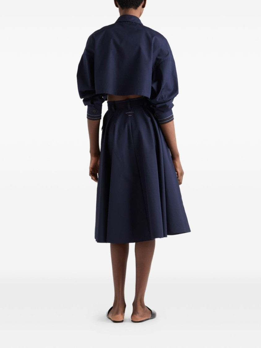Prada Black Poplin Boxy Minimalist Zipper Jacket