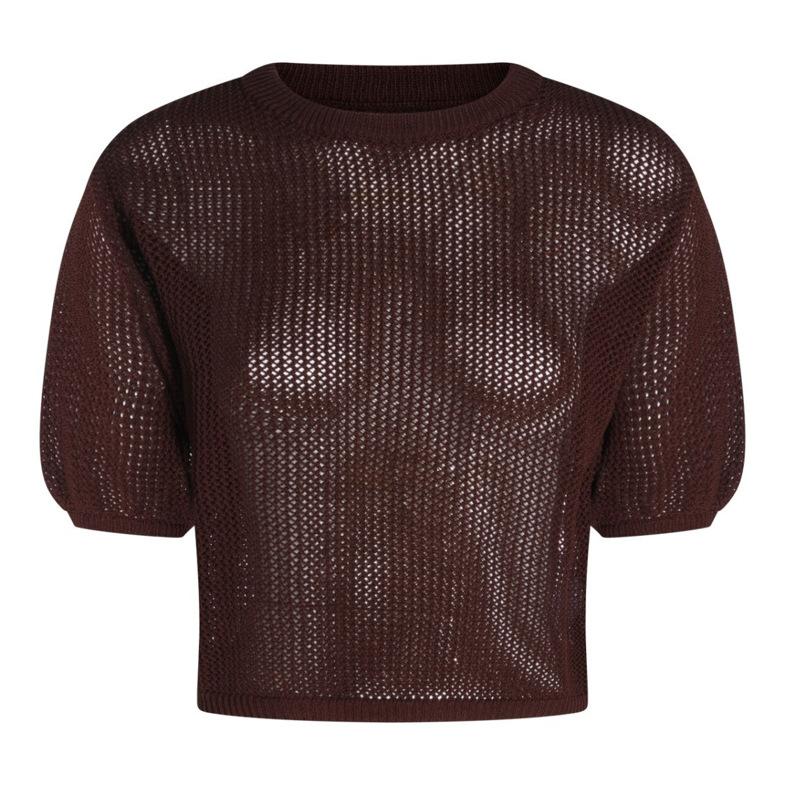 Antonelli Firenze Open-Weave Knitted Sweater With Puff Sleeves