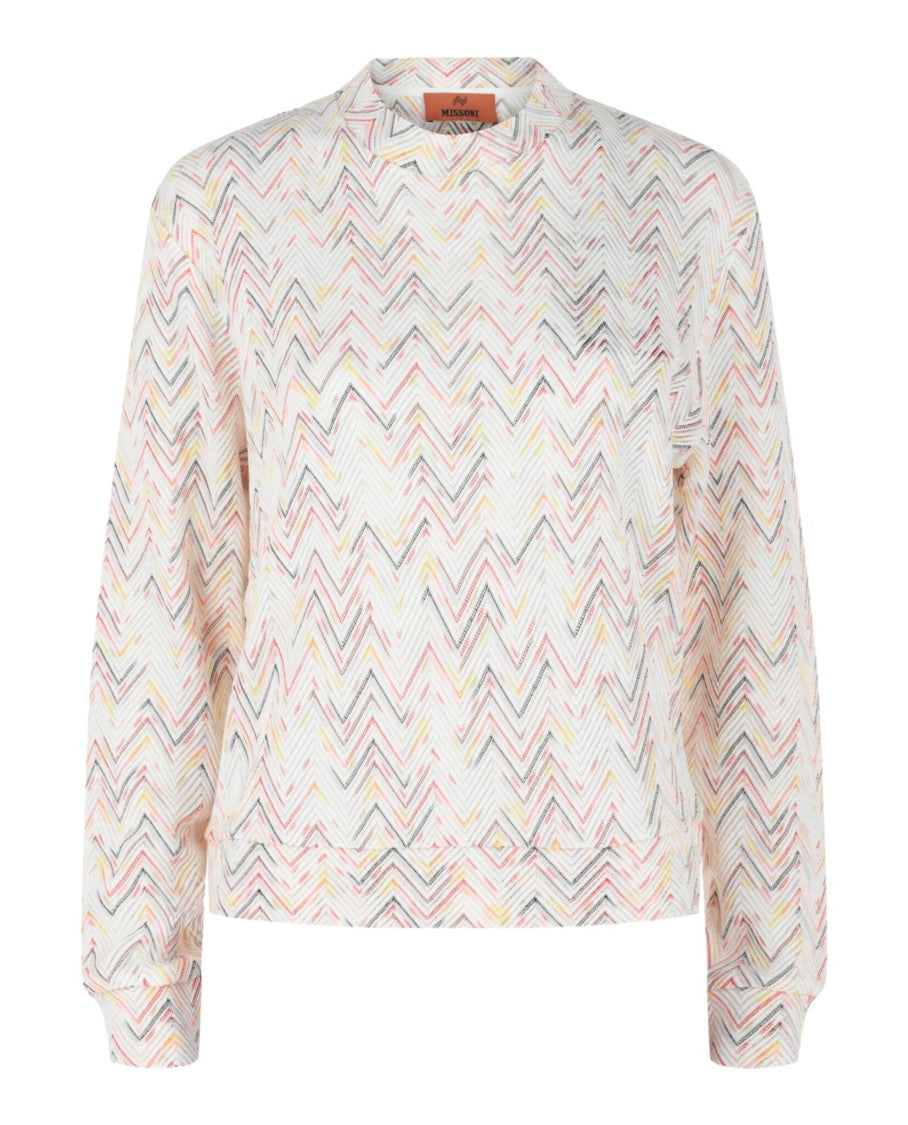 M Missoni Chevron Pattern Zig Zag Sweater With Crewneck Design