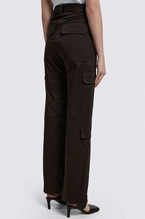 Msgm High-Waisted Straight-Leg Pants With Matching Belt And Flap Pockets
