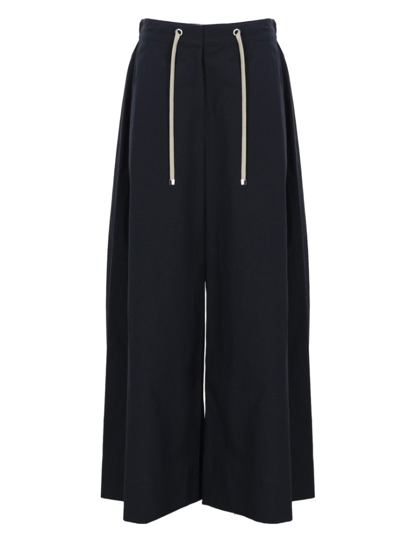 Max Mara Owl High-Waisted Drawstring Cotton Wide-Leg Pants