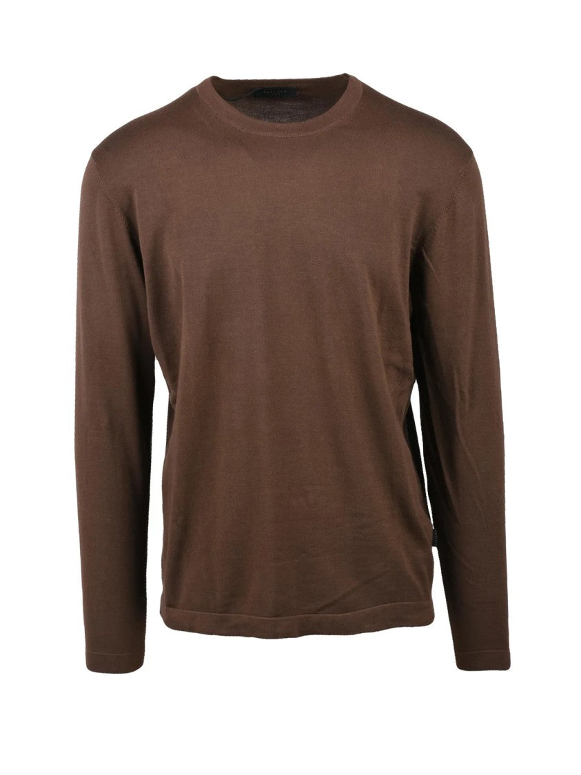Out/Fit Brown Relaxed Cotton Sweater