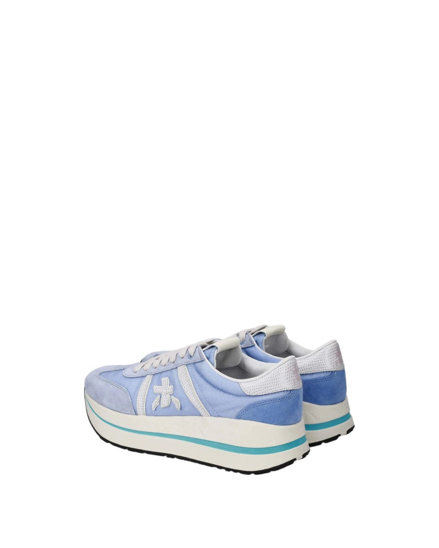 Premiata Light Blue Suede Mesh Accents Sneakers