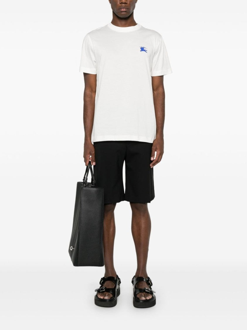 Burberry White Crew Neck T-Shirt With Equestrian Knight Motif