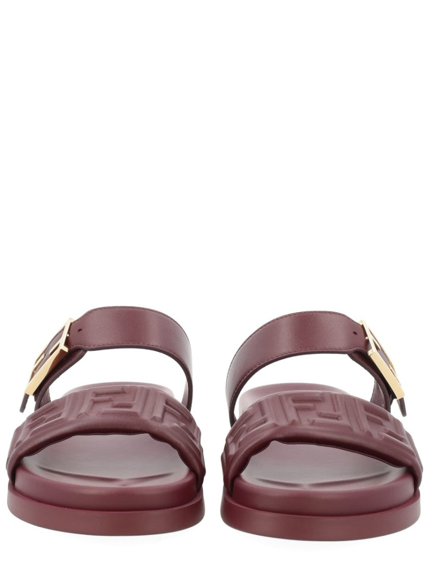 Fendi Fendi Feel Burgundy Leather Sandals