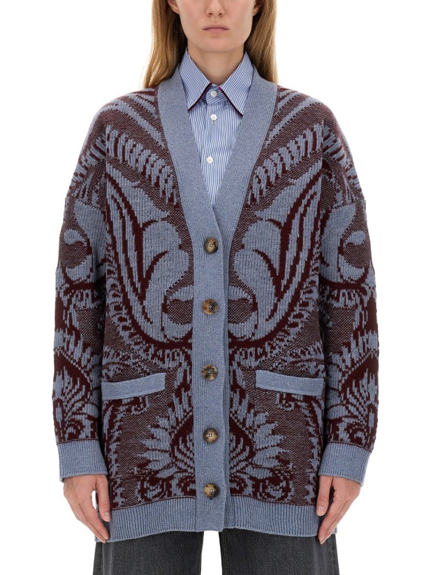 Etro Patterned Oversized Wool Cardigan