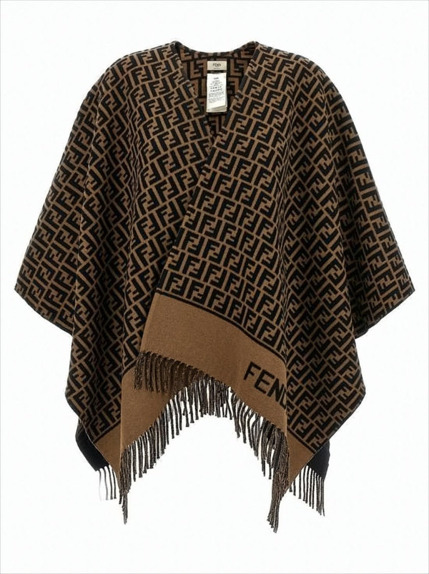 Fendi Geometric Monogram Patterned Cape