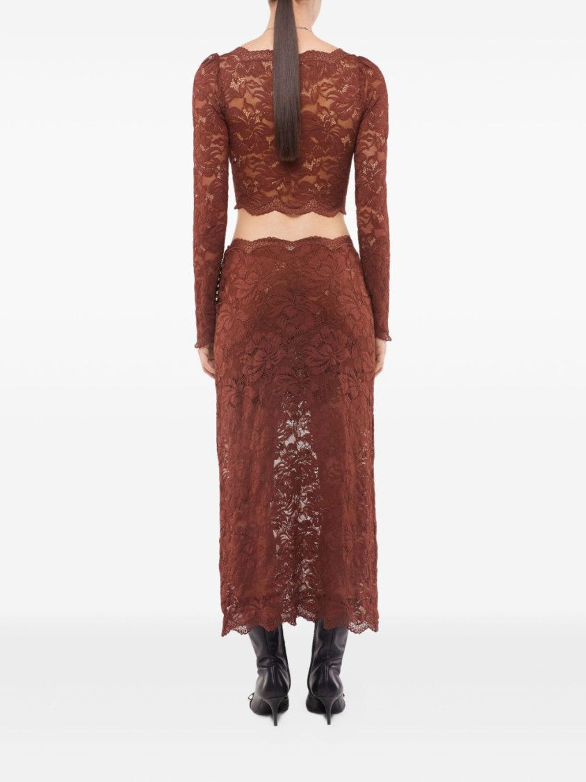 Rabanne Intricate Floral Lace Long-Sleeve Top