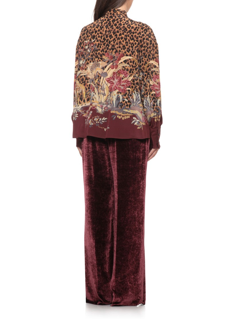 Etro Patterned High-Collar Silk Shirt