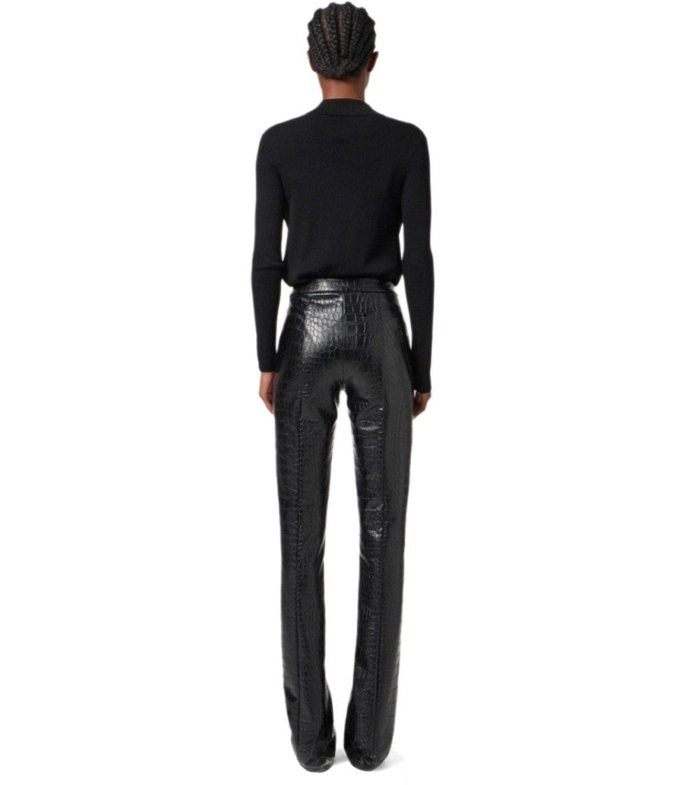 Elisabetta Franchi Black Pants With Croco-Print