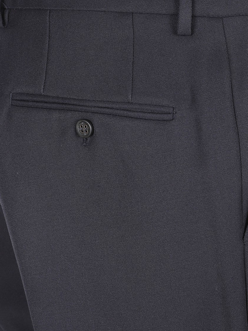 Golden Goose Ankle-Length Midnight Blue Trousers With Sartorial Design