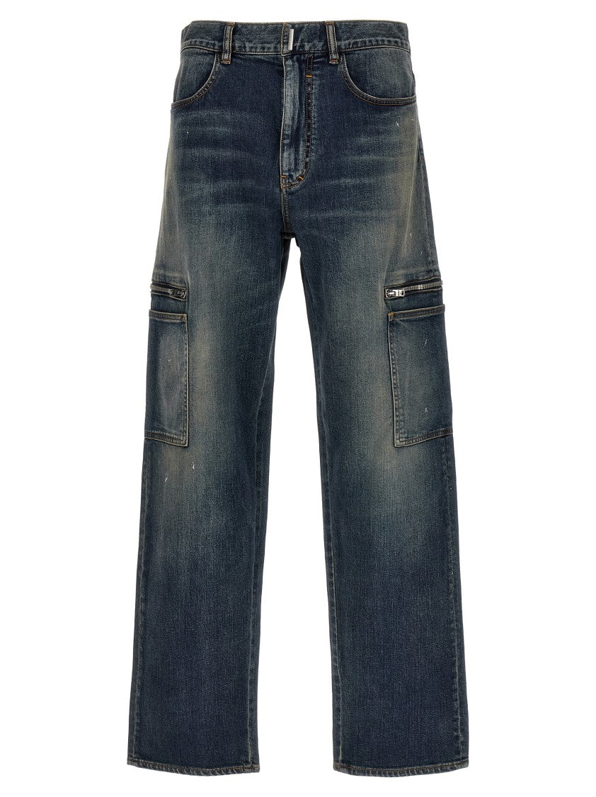 Givenchy Blue Cargo Denim Jeans With Zipped Pockets