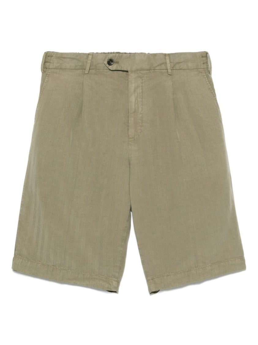 Pt Torino Green Bermuda Shorts With Classic Waistband