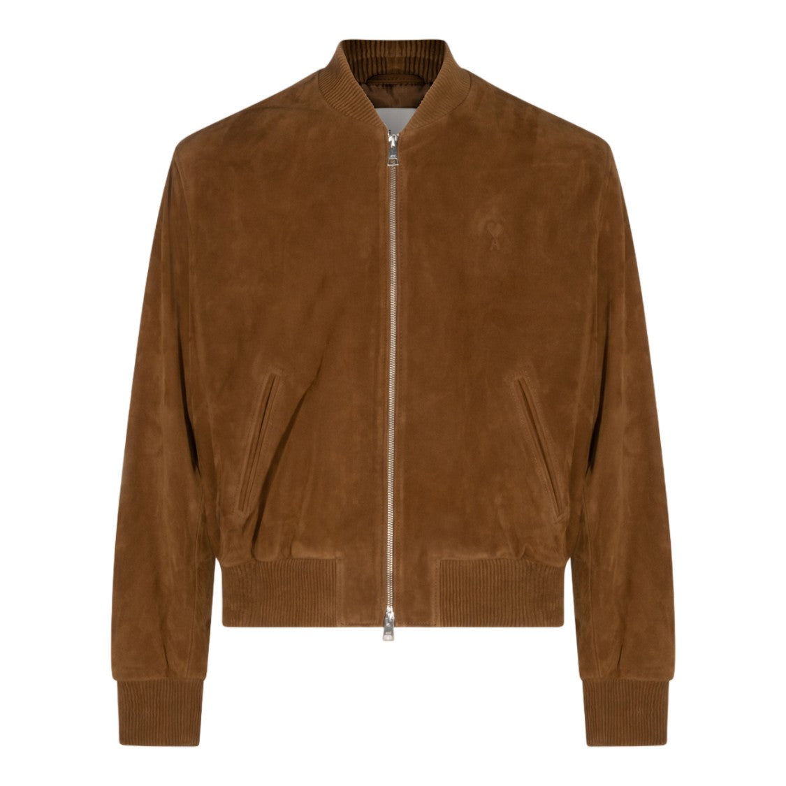 Ami Paris Smooth Suede Casual Jacket With Embossed Logo
