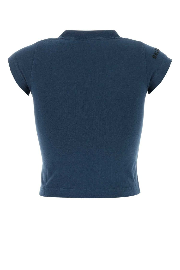 Balenciaga Blue Stretch Cotton T-Shirt