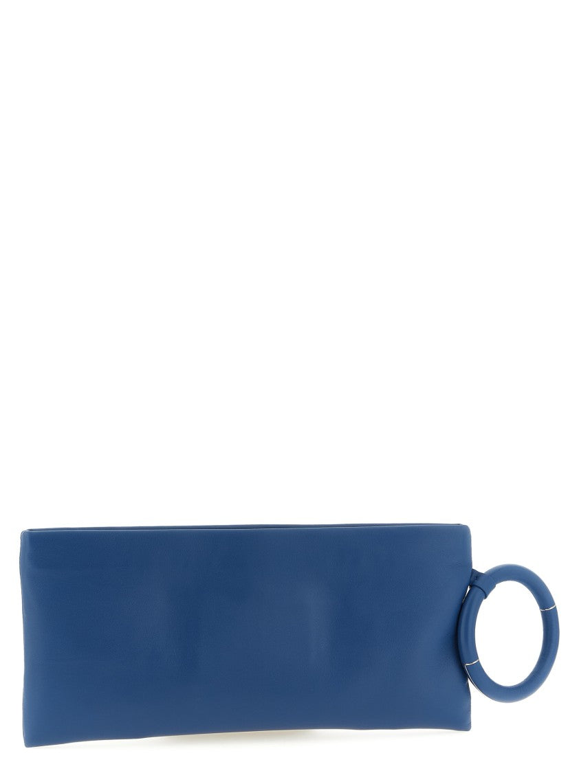 Tom Ford Deep Blue Nappa Leather Clutch With Bangle Handle