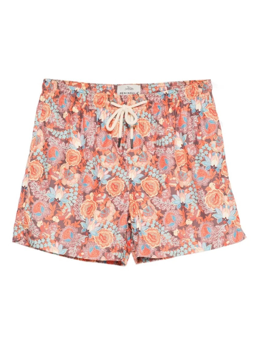 Peninsula Vibrant Floral Swim Shorts With Adjustable Drawstring