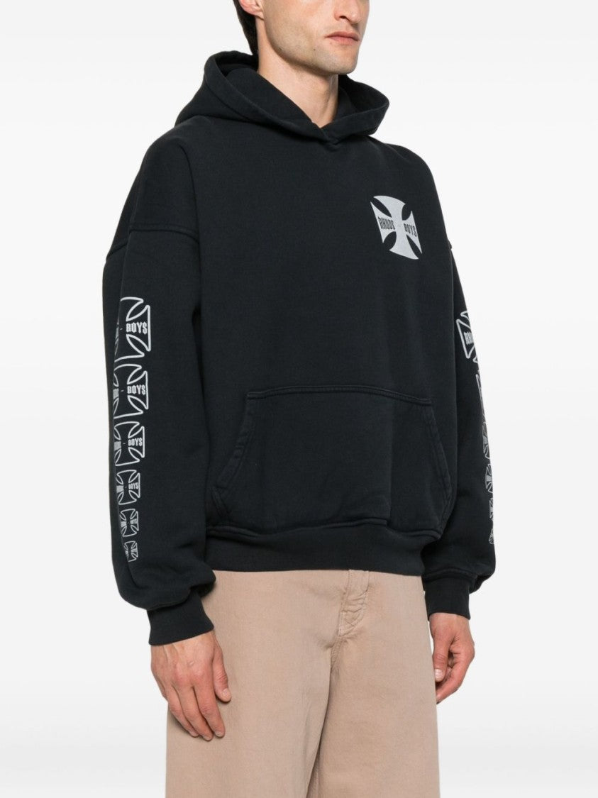 Rhude Black Pouch Pocket Hooded Cotton Hoodies