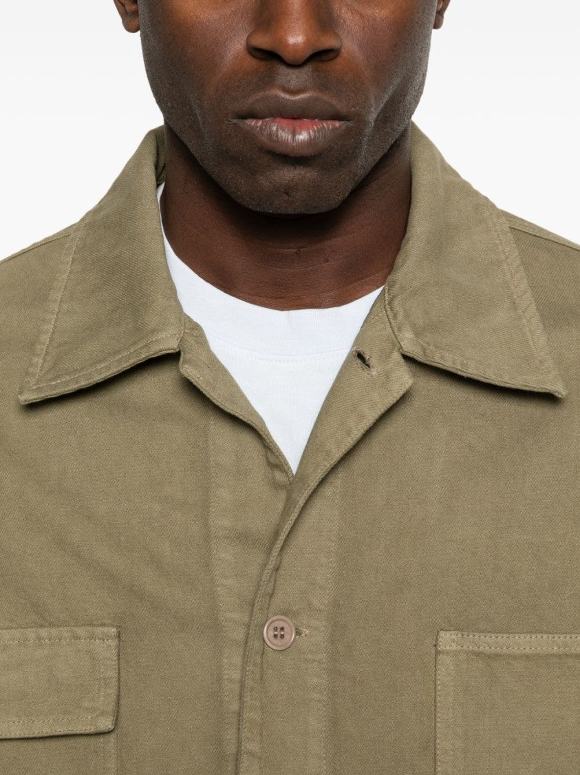 A.P.C. Casual Olive Jacket In Organic Cotton