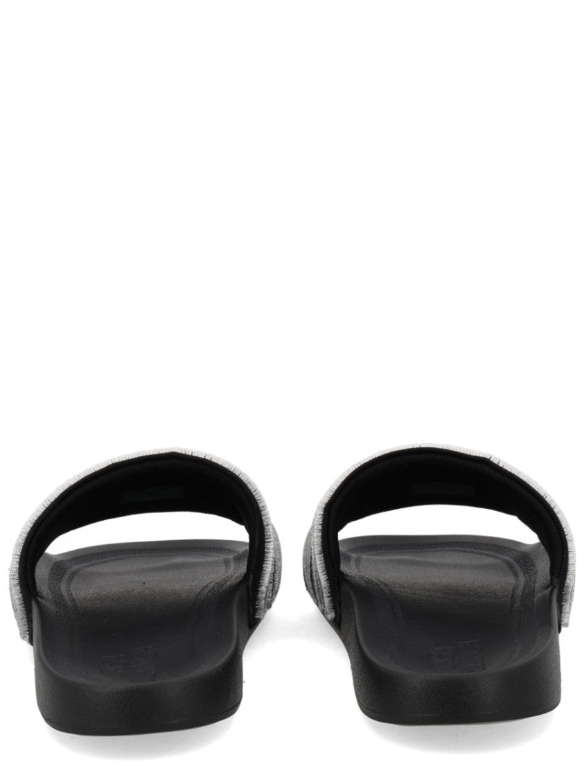 Casablanca Wide Straps Embroidered Logo Slide Sandals