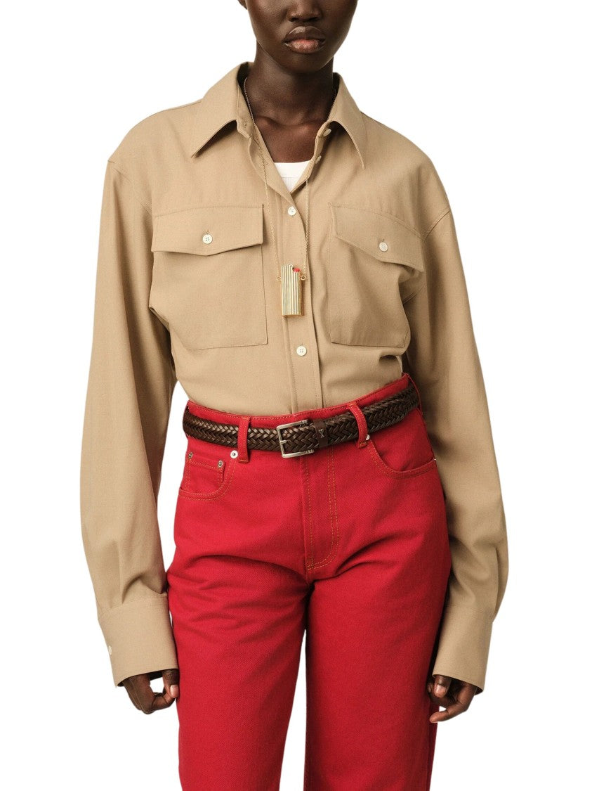 Ami Paris Beige Virgin Wool Puffball Sleeve Shirt