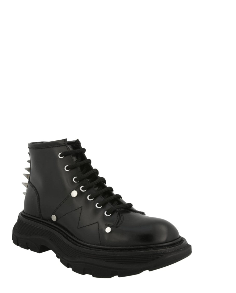 Alexander Mcqueen Leather Ankle Combat Boots
