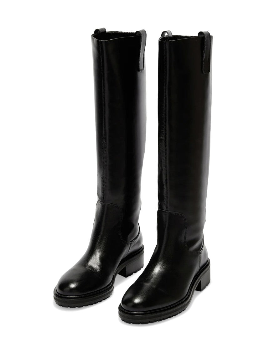 Aeydē Tall Low Block Heel Smooth Calf Leather Boots